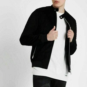 Attractive New Men's Black Suede Jacket Soft Sheepskin Stylish Slim Fit Jacket - Picture 1 of 7