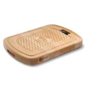 HexClad Hybrid Beechwood Carving and Cutting Board with Stainless Steel Drip ... - Picture 1 of 9
