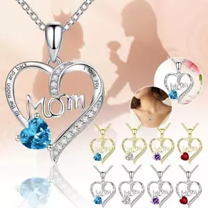 I Love You Mom - Silver+Blue Diamonds Necklace Mother's Day GiftAC4S - Bild 1 von 24
