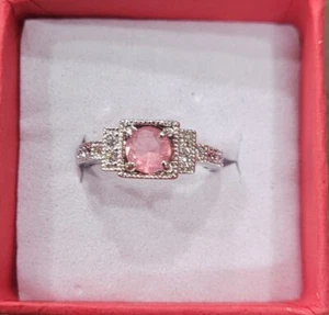 Bombe Party Ring Kinderring RBP2399 Rhodium Platte LC Rose Quart Gr. 4-5 Zehe Pinky - Bild 1 von 5