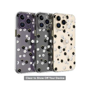 Protect ONN Black & White Ditsy Floral Phone Case for iPhone 14 Pro Max NEW - Picture 1 of 5