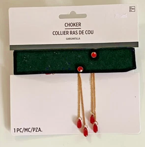 NEW HALLOWEEN ADULT GOTH NOVELTY COSTUME GEM BLACK VELVET CHOKER FREE SHIP - Picture 1 of 1