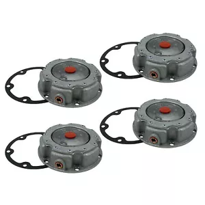 4 x Aluminum Steer Hub Cap w/ Oil Port & Side Fill Plug Replaces Stemco 343-4249 - Picture 1 of 6