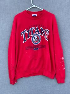 Vintage Tennessee Titans Sweatshirt Adult 2XL Red Crewneck CSA Football NFL FLAW