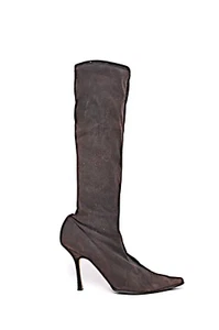 JIMMY CHOO Espresso Knee High Sueded Stretch Leather Skinny Boots EU 40 - Picture 1 of 8