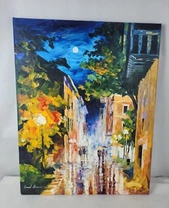 Olio su tela 100% originale Leonid Afremov "Luna piena" 20"x 16" datato 2006 COA - Foto 1 di 12