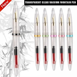 2023 M2 Transparent Clear Vaccum Fountain Pen Resin EF/F 0.38/0.5mm Nib Ink Pe0S - Picture 1 of 19