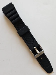 16mm - Black Rubber Watch Band - Water Resist ( Silver Stainless Steel Buckle ) - Picture 1 of 3