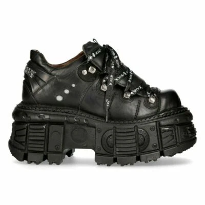 New Rock Boots M-TANK120N Unisex Black 100% Leather Goth Platform Punk Metal - Image 1 of 4