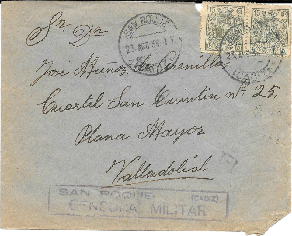 España. Guerra Civil. Sobre circulado con sellos fiscales - Imagen 1 de 1
