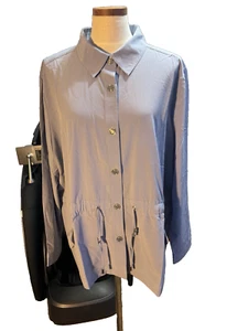 Draper's & Damon's Periwinkle Blue Purple Button Up Jacket Large Lightweight - Picture 1 of 7