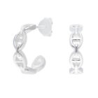 New Sterling Silver Anchot/Gucci Link Hoop Earroings Silver For Her