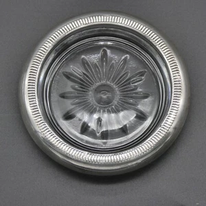 Montaña rusa vintage con borde acanalado de plata con punto de vidrio transparente Starburst 3,75" - Imagen 1 de 11