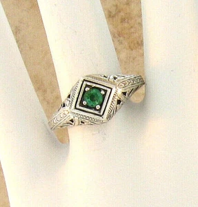 NATURAL STONE SEE BELOW 925 STERLING SILVER ANTIQUE STYLE SOLITAIRE RING 147X - Picture 1 of 4