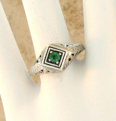 NATURAL STONE SEE BELOW 925 STERLING SILVER ANTIQUE STYLE SOLITAIRE RING    147X - Image 1 of 4