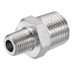 Stainless Steel Hex Reducer Pipe Fitting 1/2x1/4 BSPT Male Thread Connector - Picture 1 of 5