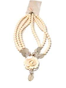 Vintage Angel Skin Natural Coral 3 Strand Necklace 25" - Picture 1 of 6