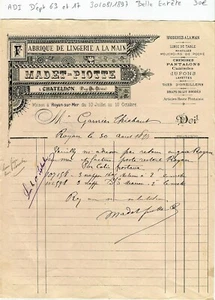 Dépt 63 & 17 - Chateldon - Belle Entête d'une Fabrique du 30/08/1897 A Voir !! - Imagen 1 de 1