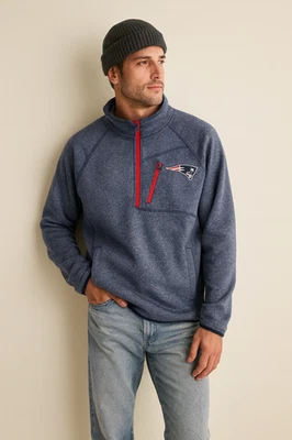 全新 England Patriots 1/4 拉链套衫夹克女式大码羊毛衬里 — 第 1/4 张图片