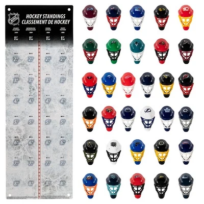 Nhl Goalie Mask Tracker Set With Display Board 32 Micro Helmets For Teams - Image 1 of 4
