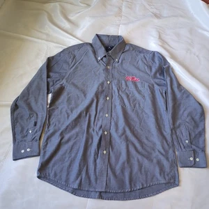 Camisa Ole Miss Rebels Grande Abotonada Manga Larga Antigua Azul/Gris Mississippi - Imagen 1 de 13