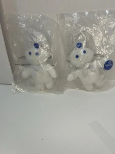 2 1999 Pillsbury Doughboy 5,5" Mini Beanie Bean Bag Bianco Peluche Bambola Dough Boy - Foto 1 di 2