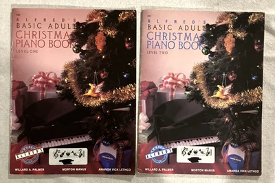 Alfred's Basic Adult Christmas Piano Books Level One & Two Vintage 1984 Songbook - Image 1 of 4