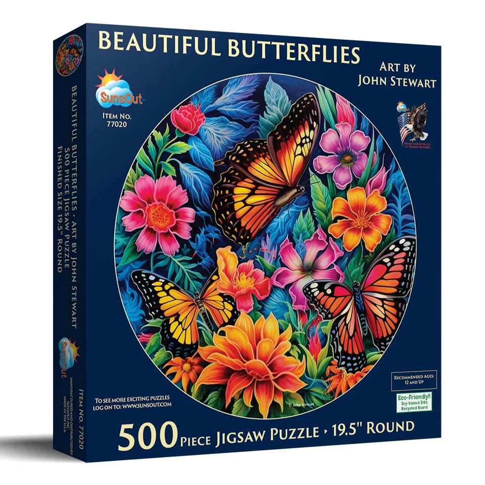 Beautiful Butterflies 500 PC Puzzle - Image 1 of 1