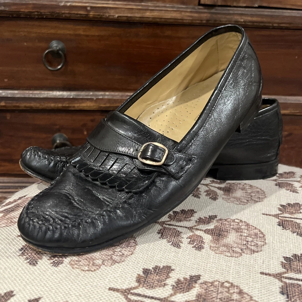 Mocasines vintage Stacy Adams de cuero hipster con flecos y hebilla para hombre talla 10,5 M Foto 1 de 4