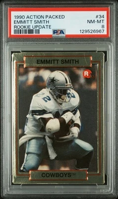 PSA 8 1990 Action Packed Rookie Update #34 Emmitt Smith Rookie Update HOF - Image 1 of 2