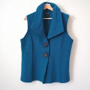 Nomadic Traders Vest Womens 100% Felted Wool Blue Art to Wear Lagenlook Small - Picture 1 of 6