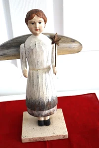 DEPT 56 FOLK ART ANGEL WINGS WOODEN PAINTED FIGURINE FARMHOUSE DECOR 11" - Picture 1 of 6