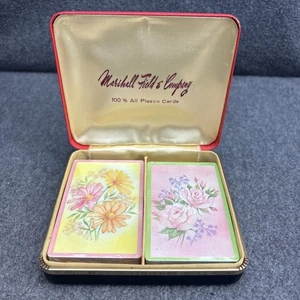 Vintage Marshall Field & Company Leder Spielkartenetui und Karten in Kunststoff - Bild 1 von 11