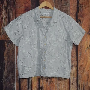 MADEWELL Women's Sz XL Boxy Eyelet Button Front Shirt - EXCELLENT - Picture 1 of 6