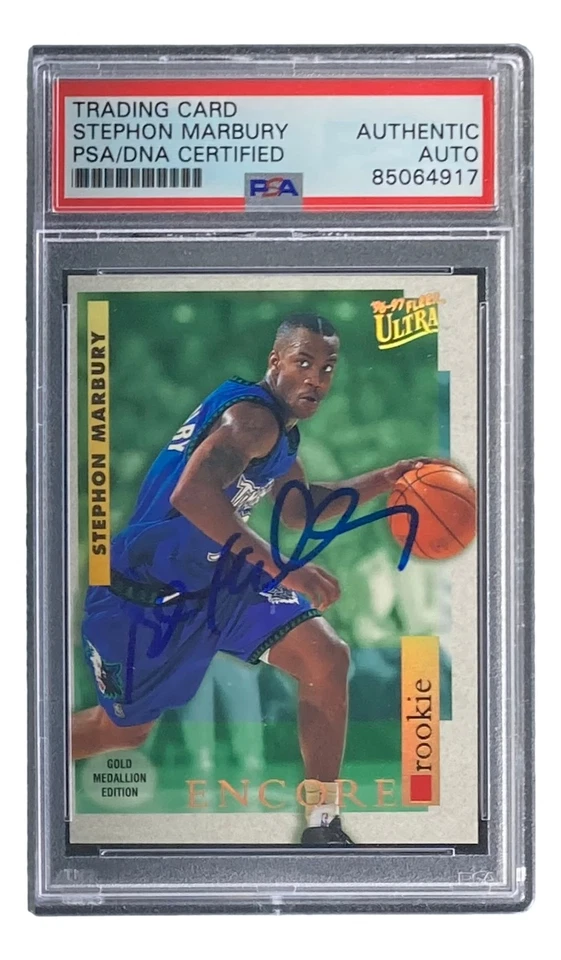 Stephon Marbury Signed 1997 Fleer #G-272 Timberwolves Rookie Card PSA/DNA - Image 1 of 4
