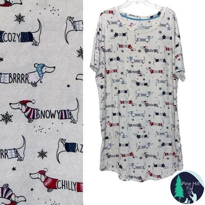 Camisa para dormir Secret Treasures perro cachorro dachshund para mujer L XL bolsillos relajados Foto 1 de 4