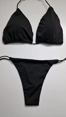 Damen Bikini Set , Sexy Tanga G-String Bademode 2er Set Schwarz Neu - Bild 1 von 2