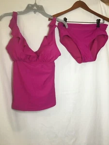 New DKNY Women 2 pc Ruffle Tankini Swimsuit Pink Many sizes - Picture 1 of 8