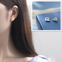 Brushed 925 Sterling Silver Plated Cute Small 3 Star Stud Earrings Pair Gift UK