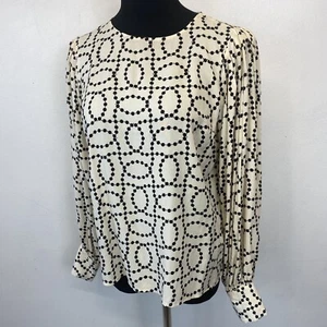 Philosophy Blouse size S Black Ivory Beads Dots Print Republic Clothing S1 - Picture 1 of 6