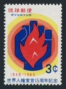 RyuKyu 116 two stamps, MNH. Mi 145. Declaration of Human Rights, 15th Ann. 1963. - Picture 1 of 1