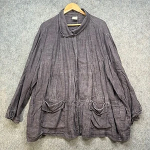 Poetry Jacket Womens UK 22 Purple 100% Linen Relaxed Utility Chore Lagenlook - Imagen 1 de 12