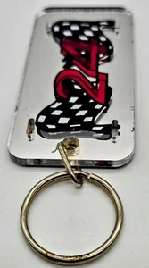 Jeff Gordon #24 Monte Carlo SS Racing Plastic Keychain - Checkered Pattern - Picture 1 of 4