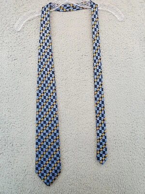 Richel Men’s Neck Tie Blue & Yellow, Hand Made In Spain 100% Silk - Image 1 of 4
