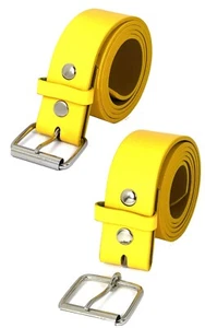 Mens Womens 1.5' Width Plain Leather Belt Snap On Silver Buckle 4 Color 4 Size - Picture 1 of 6