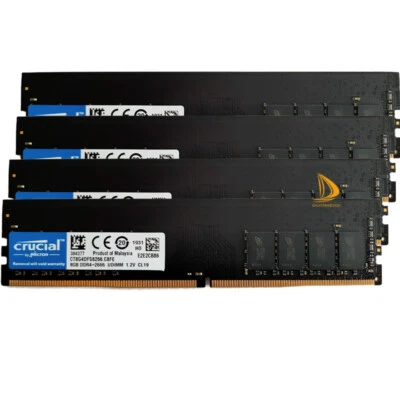 Crucial 4x 8GB 1RX8 PC4-2666V DDR4 21300Mhz 288Pin UDIMM Desktop Memory RAM - Image 1 of 4