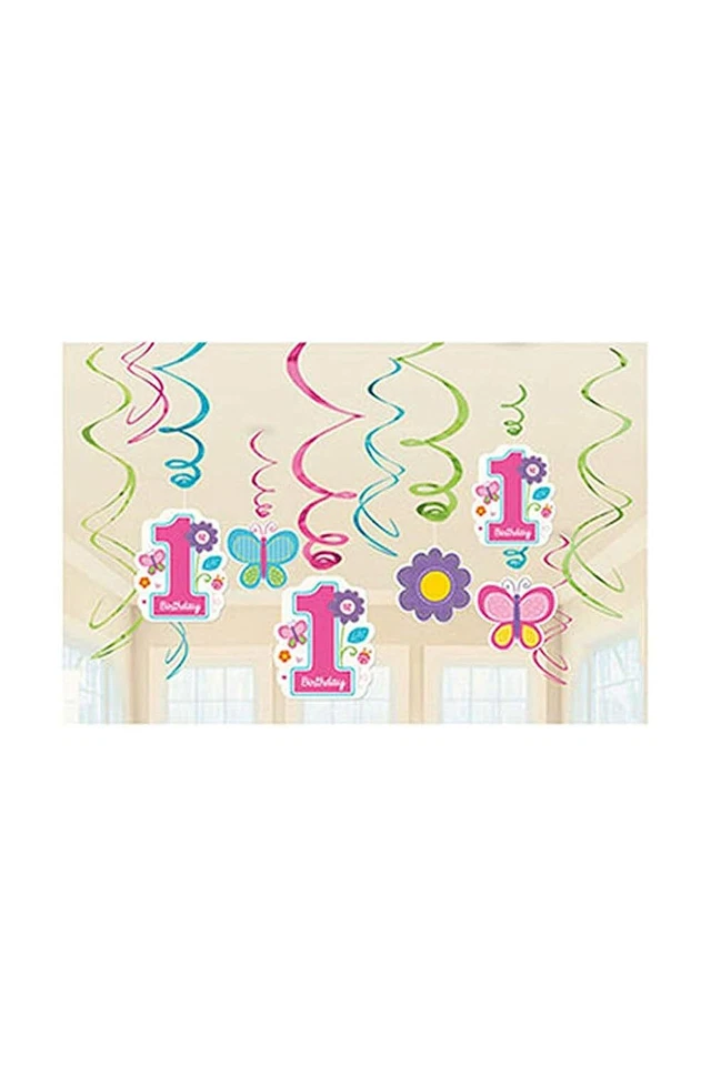 Sweet Girl бабочка цветок милый 1-й день рождения вечеринки вися вихрь украшения - Изображение 1 из 1