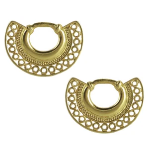 24k GP Pre-Columbian Crescent Drop Earrings  | Across The Puddle - Picture 1 of 4