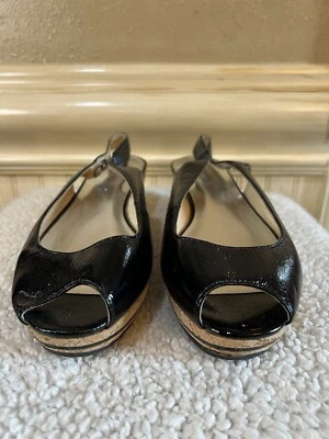PO Mujer Michael Kors Tacones Cordones Cuña Charol Negro Talla 9 Foto 1 de 4