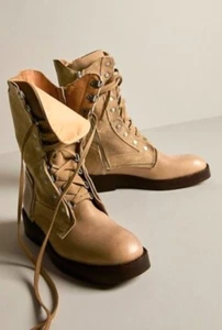Free People We The Free Jesse Lace Up Boot Taupe Leather & Suede Zip 37/7 NEW - Picture 1 of 12